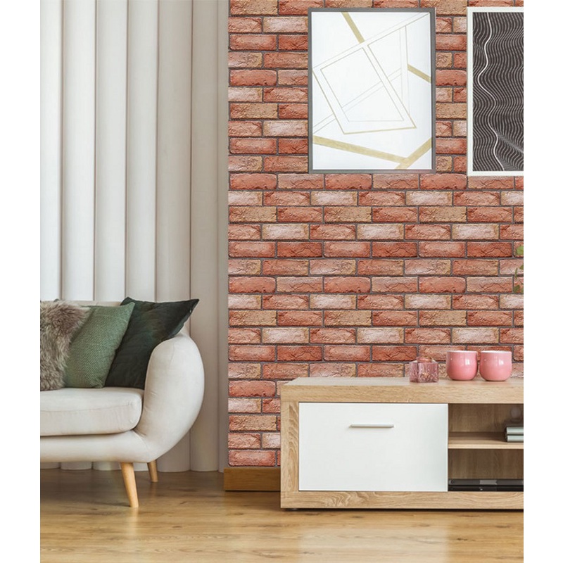 Giấy dán tường giả gạch hiệu ứng 3D