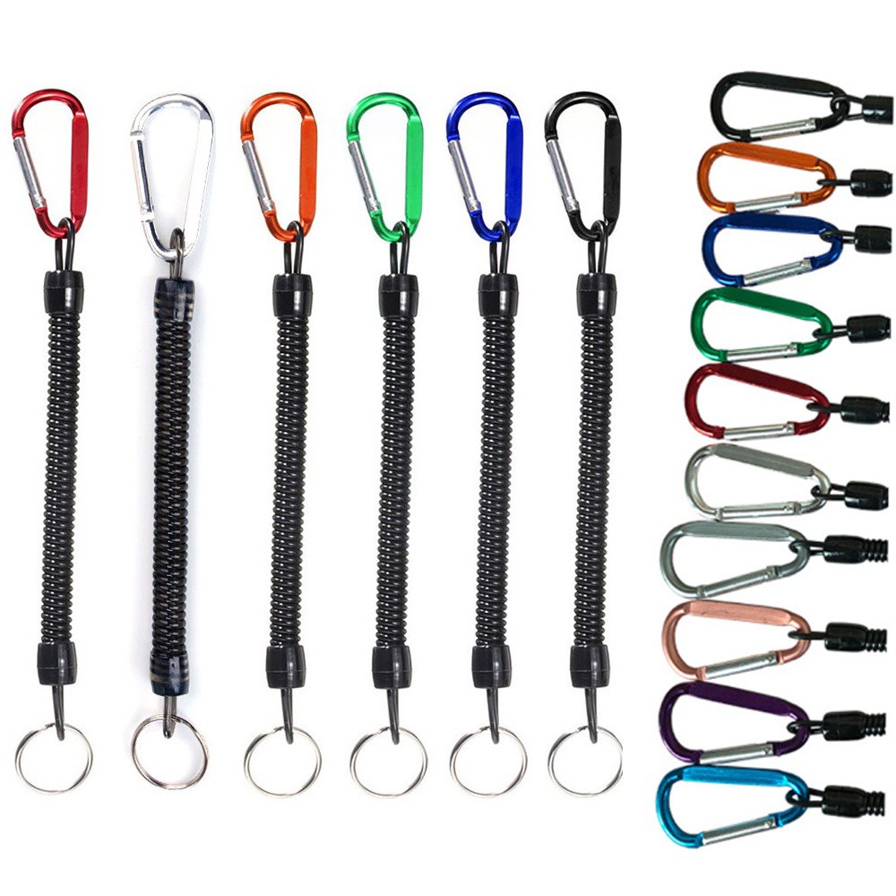 Set 1 / 2 Dây Lò Xo Co Giãn Di Động Chống Thất Lạc Bằng Nhựa Chất Lượng Cao Có Móc Khóa Cho Hoạt Động Ngoài Trời