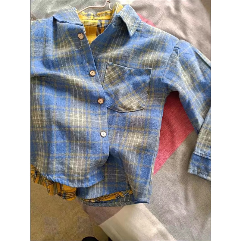 Sơ mi dài tay caro nhiều màu cho bé trai nặng 12-35kg, cao 100-150cm  - 3 màu