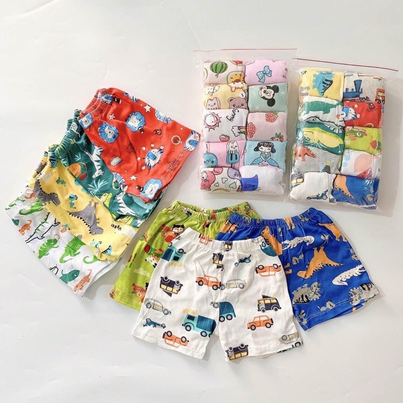 (8-17kg) Combo 10 quần đùi bozip cho bé cao cấp, họa tiết vui nhộn dễ thương