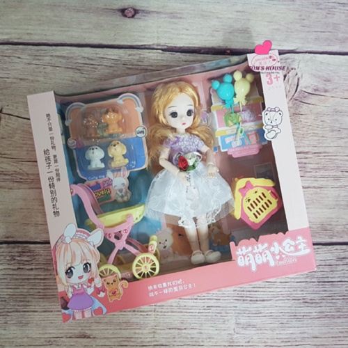 Búp Bê Công Chúa Có Khớp BJD Kèm Phụ Kiện Xe Đẩy Thú Cưng