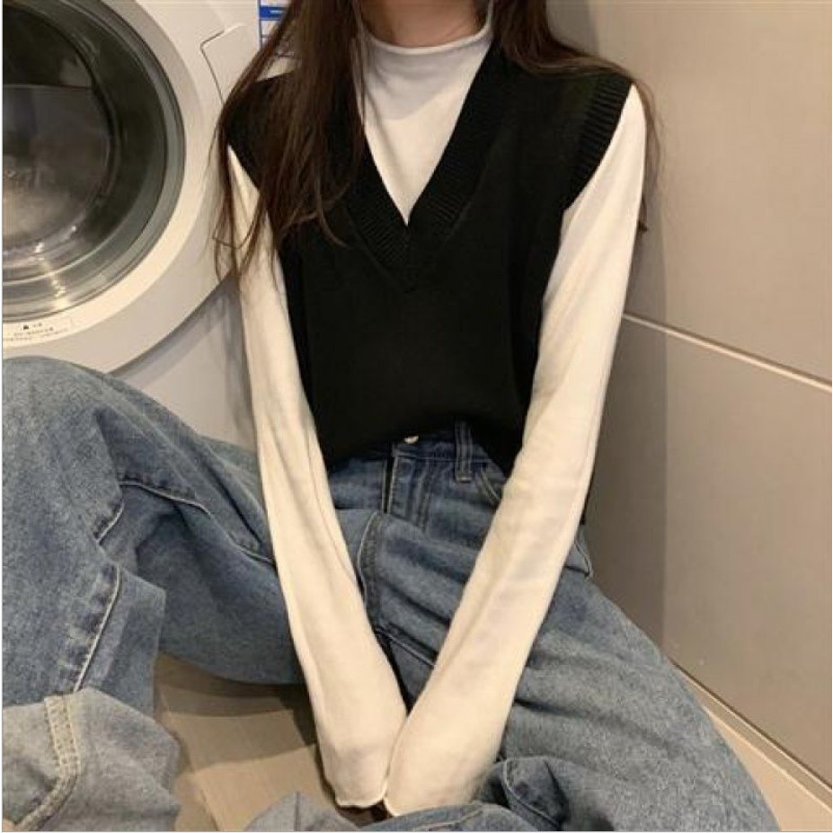 Áo vest gile nữ ulzzang cổ chữ V hàn quốc