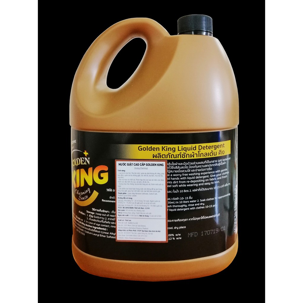 Nước giặt xả cao cấp bao vệ sợi vải Golden king hương Charming 3,5L