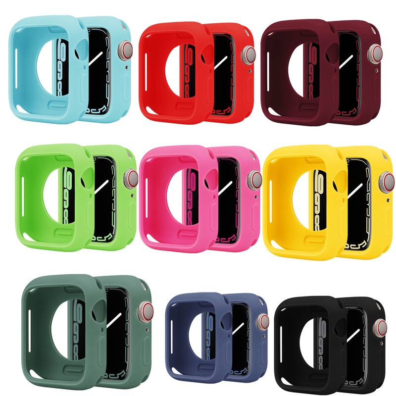 Ốp Bảo Vệ Bằng Silicon Mềm Cho Apple Watch 7 6 SE 5 4 3 2 45mm 44mm 42mm 41mm 40mm 38mm