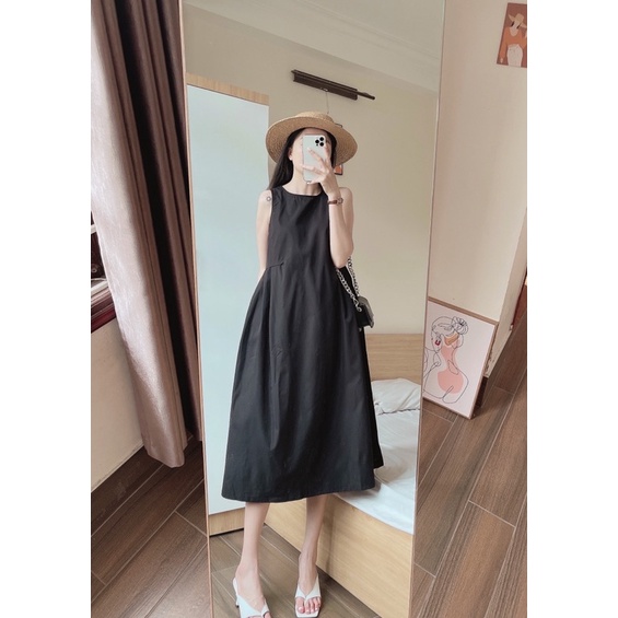 REILA DRESS - Váy dáng suông xếp li sườn REGEN