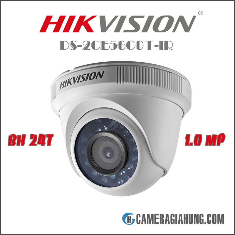 Camera HD-TVI HIKVISION DS-2CE56C0T-IR 1.0MP (720P, lõi sắt) phù hợp lắp đặt trong nhà