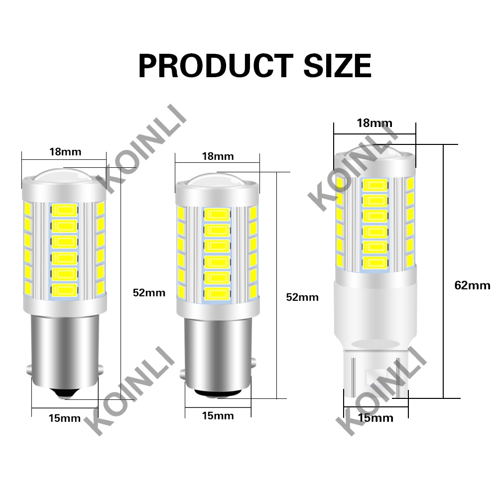 Bóng đèn LED T20 33SMD 1156 P21W BA15S 1157 BAY15D 7440 7443 5730 5630 DC màu trắng/đỏ/vàng cho xe hơi