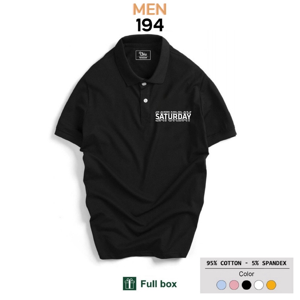 Áo thun Polo GẤU 194 Unisex vải coton 100% y co dãn 4 chiều dày dặn form gerular fit - Satturday