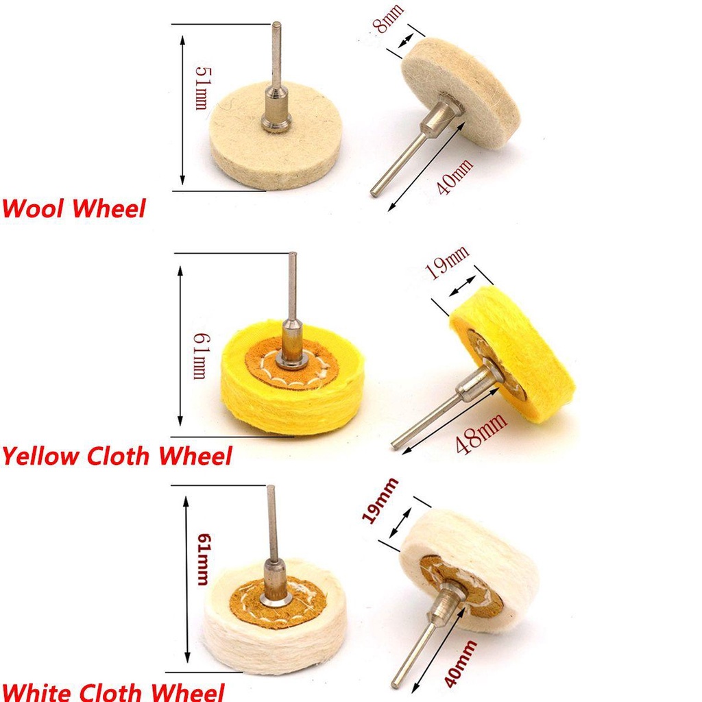 Bộ Bánh Xe Vải Cotton Len Hình Chữ T Kèm Đầu Đánh Bóng