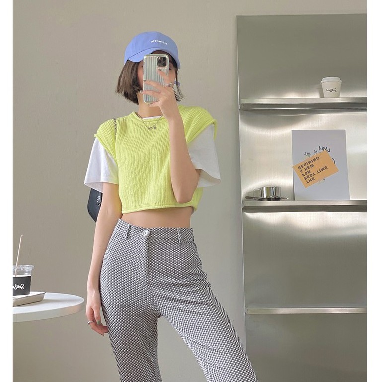Cocory vn  Áo Croptop Dệt Kim Không Tay Dáng Rộng Thời Trang Mùa Hè Cho Nữ