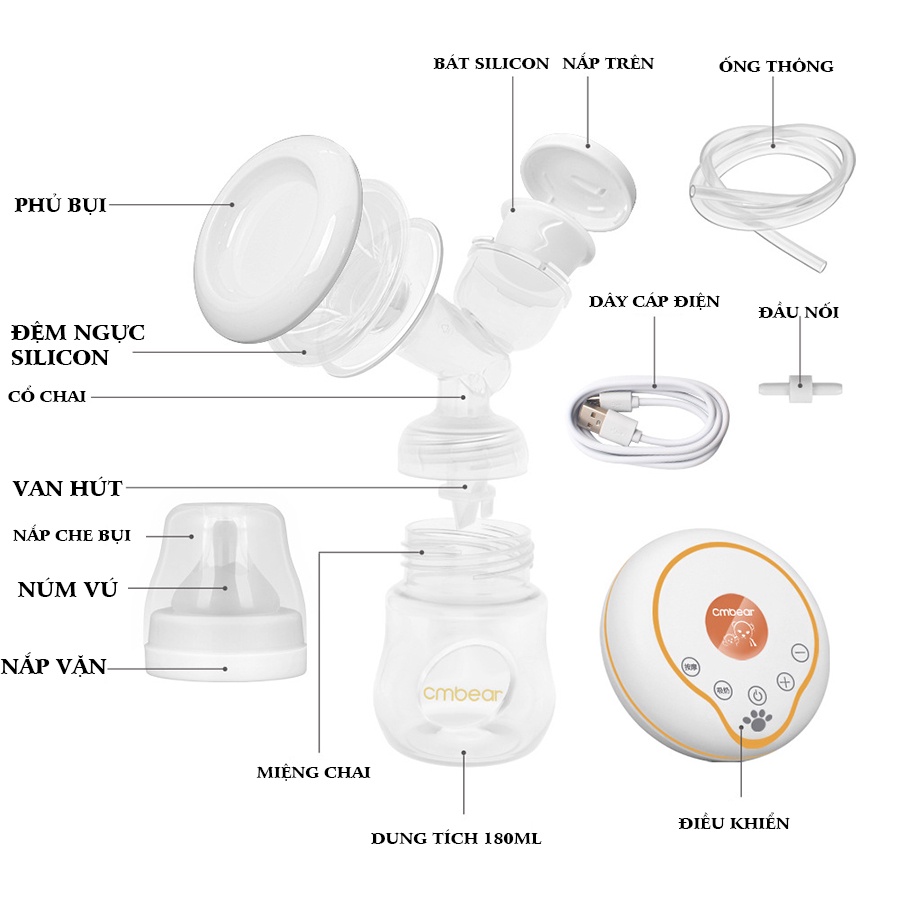 🍀🐾Máy hút sữa điện đôi Cmbear🍀🐾CHÍNH HÃNG 💁TĂNG áo hút sữa🍀🐾