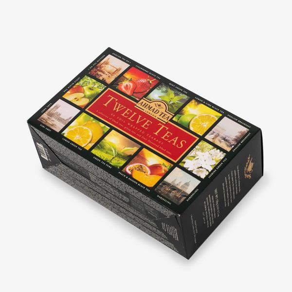 Bộ sưu tập 12 vị trà Anh Quốc (hộp giấy) - Ahmad Twelves Tea (túi lọc có bao thiếc - 60 túi/hộp)