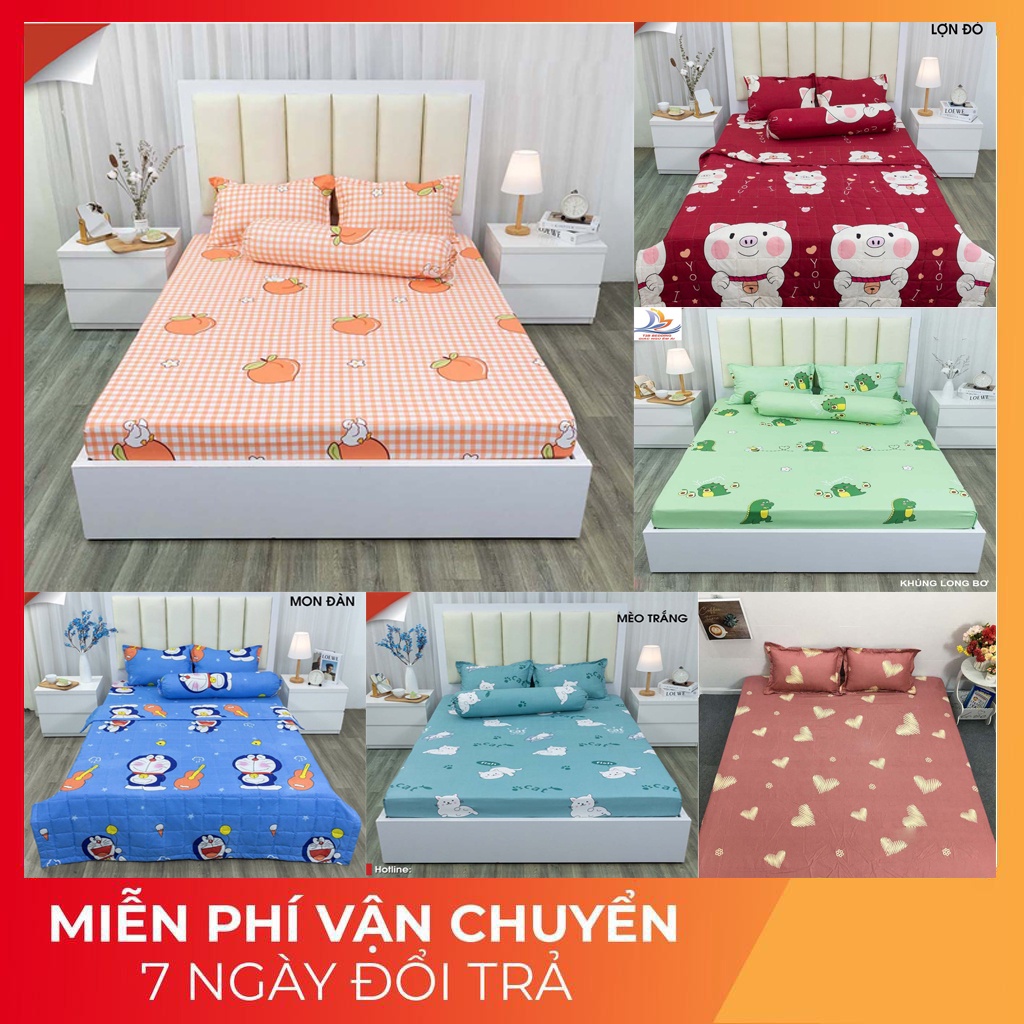 Bộ Ga trải giường , Ga trải giường cotton Poly 1m6/1m8 x 2m ( bo chun 10cm ), bộ ga gối rẻ đẹp