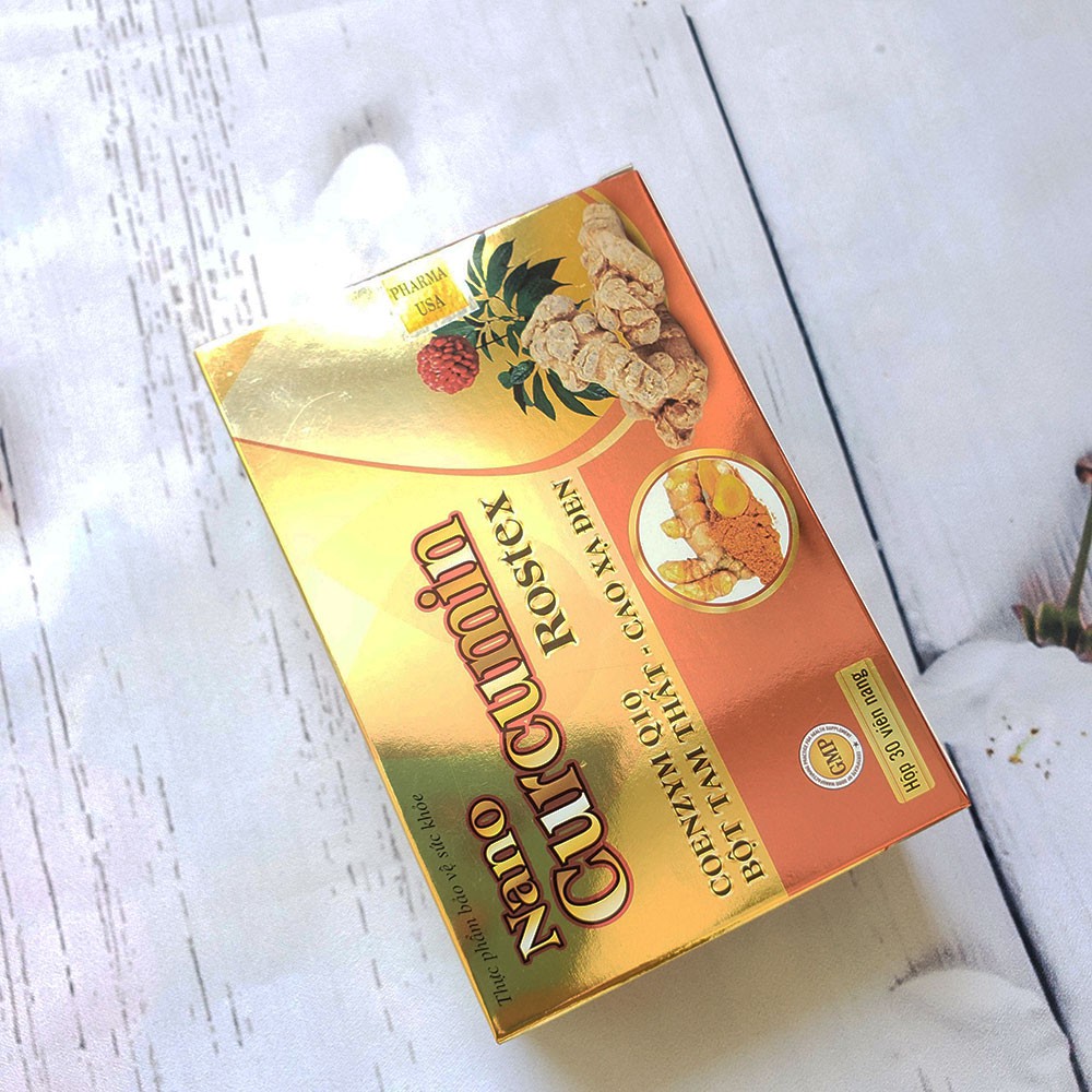 Hỗ trợ dạ dày Nano Cucurmin Rostex thành phần bột tam thất và cao xạ đen hộp 30 viên