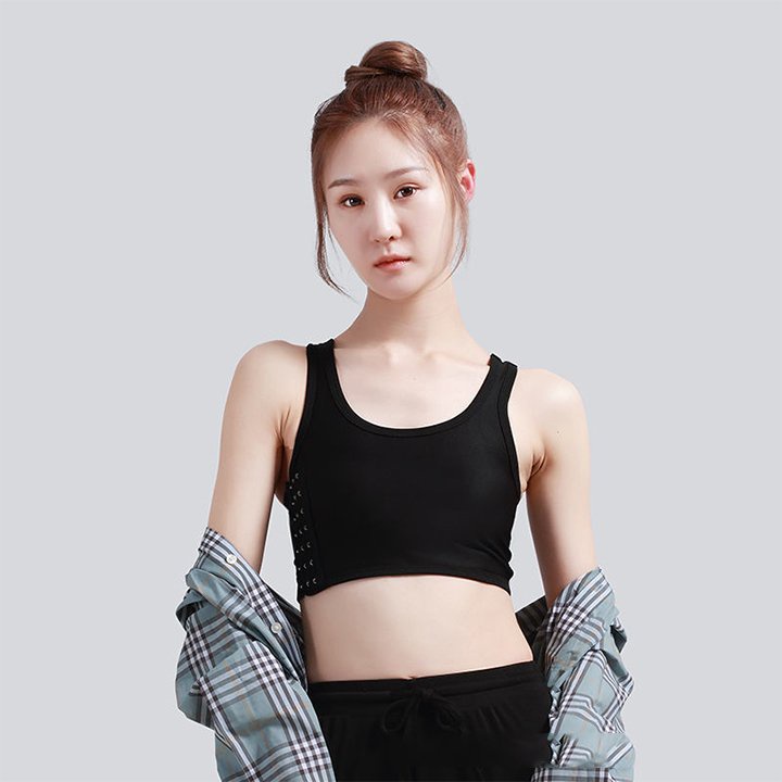 Áo nịt ngực tomboy loại ngắn móc gài có miếng lót trước ngực co giãn thoải mái