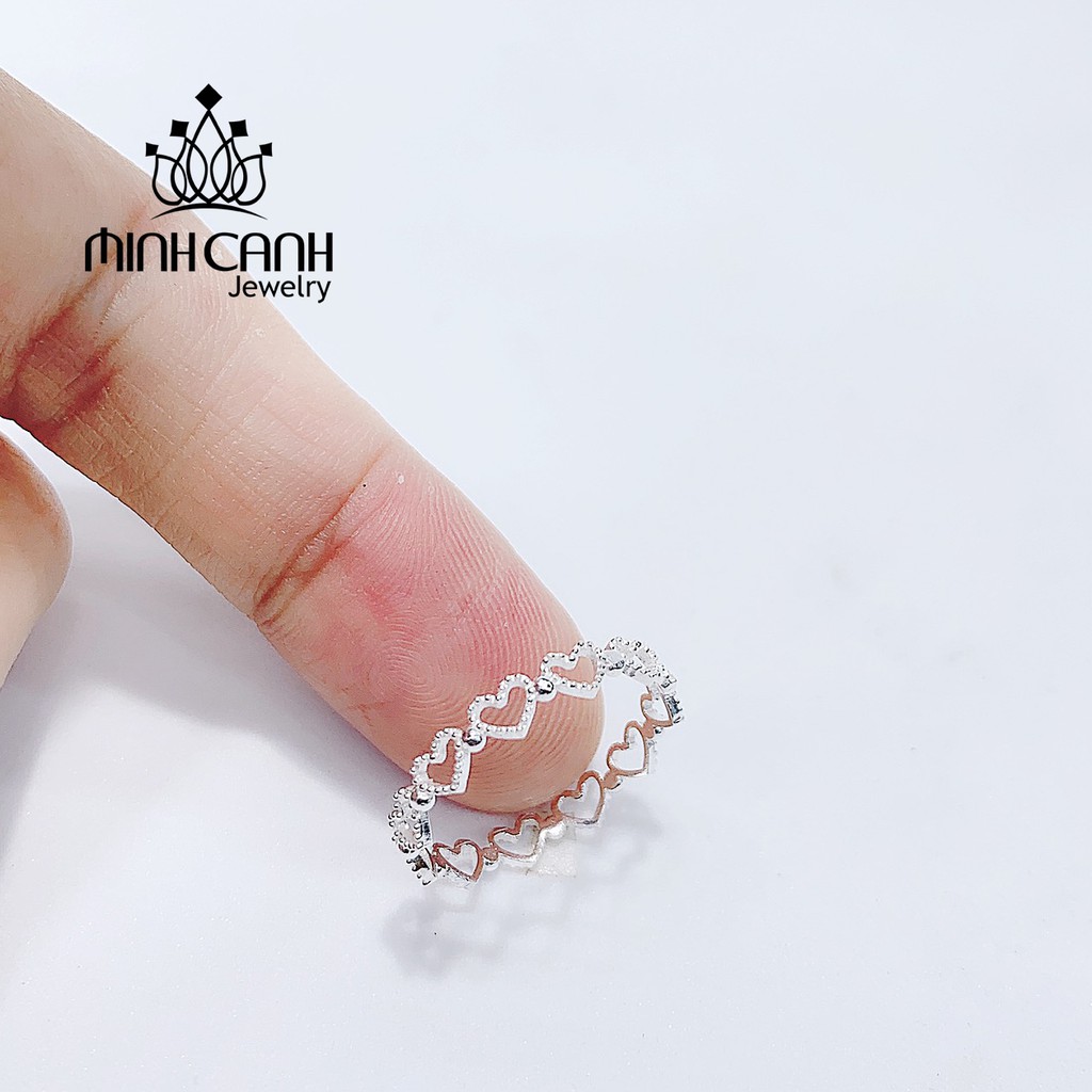 Nhẫn Bạc Nữ Chuỗi Trái Tim - Minh Canh Jewelry