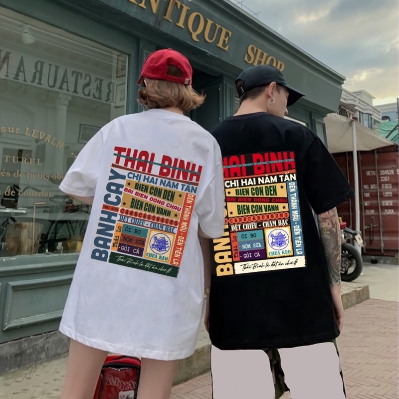 Áo thun nam nữ, áo phông nam nữ tay lỡ unisex, chất vải cotton 100% co dãn 4 chiều in đặc sản Thái Bình