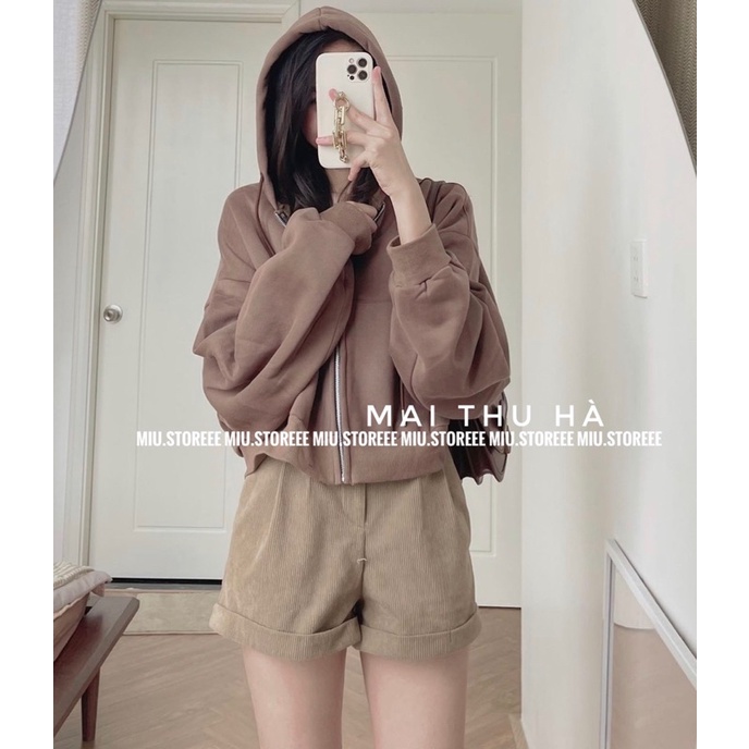ÁO KHOÁC NỈ HOODIE DÁNG CROPTOP AKNHDC