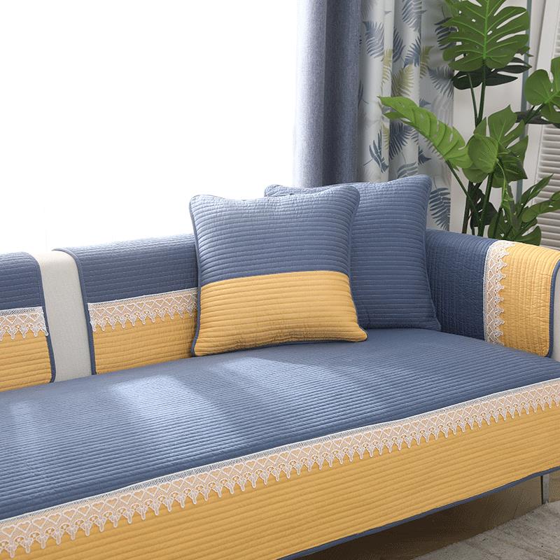 Đệm Lót Ghế Sofa Vải Cotton Trơn Dày Chống Trượt Phong Cách Bắc Âu