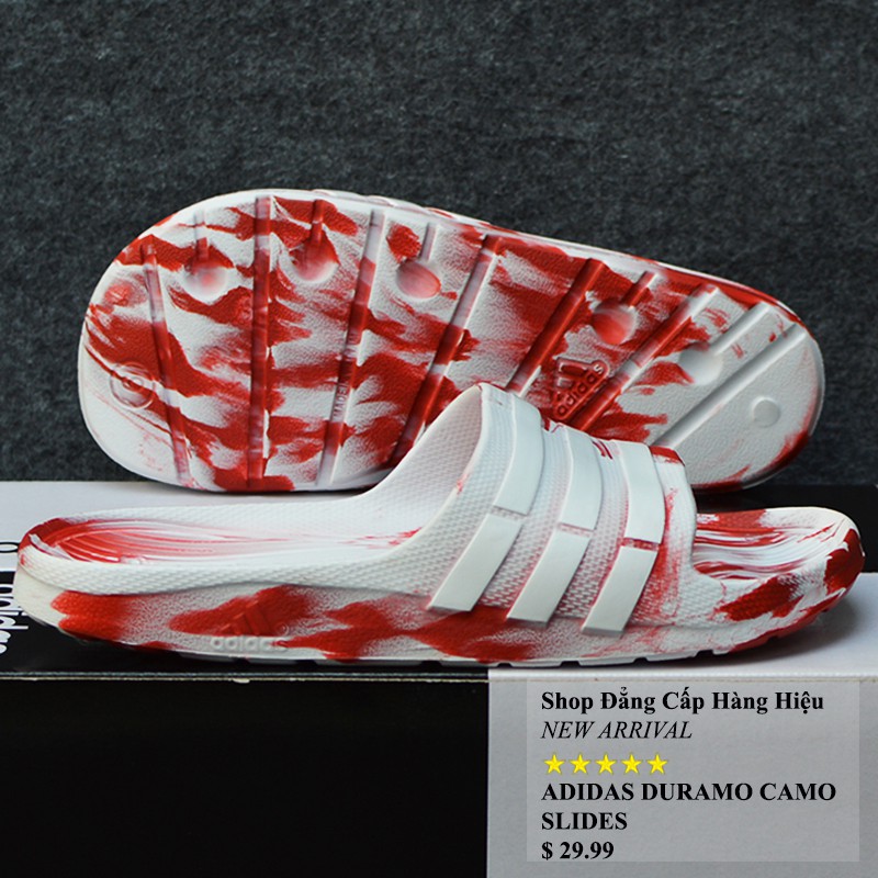 Dép Adidas Duramo Camo trắng đỏ sọc trắng