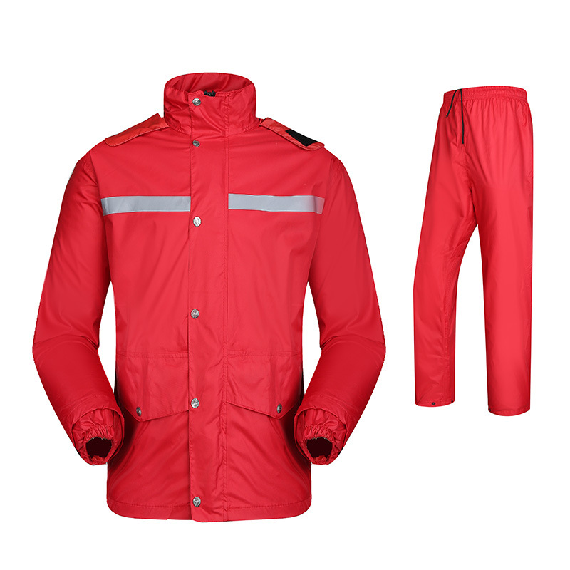 Áo mưa màu đỏ Quần mưa Bộ đồ xẻ áo mưa xe máy Đi câu cá Áo mưa phản quang ngoài trời