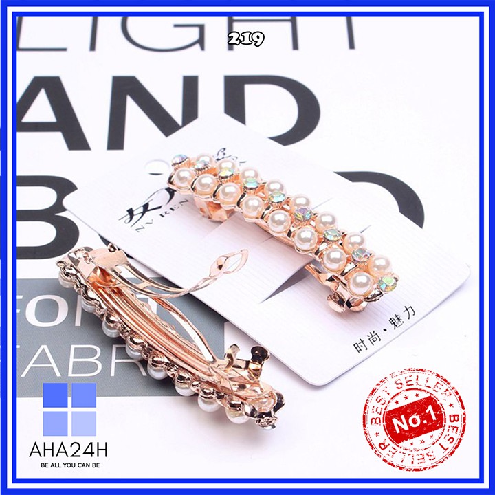 KẸP TÓC NGỌC TRAI NHÂN TẠO MIX ĐÁ ĐƠN GIẢN CÁ TÍNH AH219