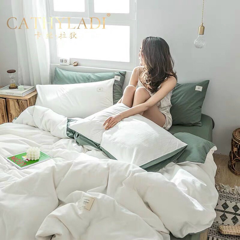 Bộ chăn ga gối Cotton Tici VIE HOME Bedding trơn màu basic dễ trang trí phòng ngủ nhiều kích thước