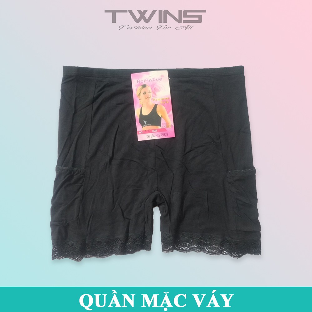 Quần lót mặc trong váy nữ 2 túi chống cuộn chất cotton phối chân ren mềm mịn thoáng mát thấm hút mồ hôi size 50kg-60kg