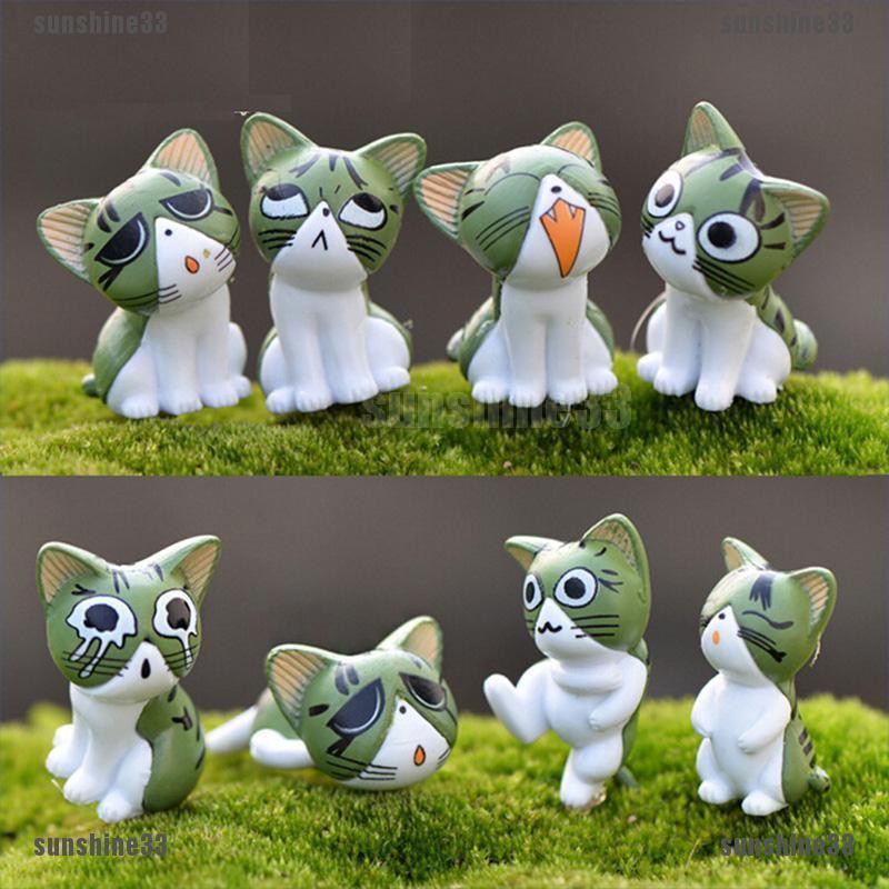 Set 8 Tượng Mèo Con Bằng Nhựa Resin Dễ Thương