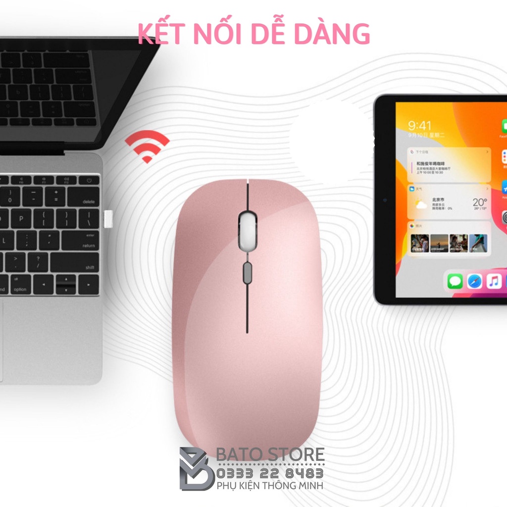 Chuột không dây M10 Led wireless 2.4G Led viền đổi màu, siêu mỏng tự sạc pin chống ồn dùng cho máy tính pc laptop, tivi