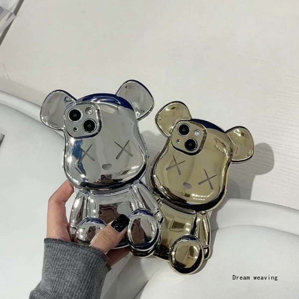 Ốp Điện Thoại Ba Chiều Mạ Vàng / Bạc Hình Gấu Bông Cho Apple Iphone 11 / 12 / 13 / pro / max