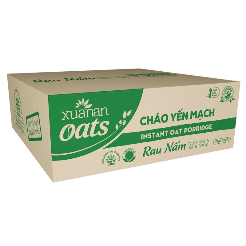 Cháo yến mạch rau nấm( chay) // Thùng 30 gói (40g *30)