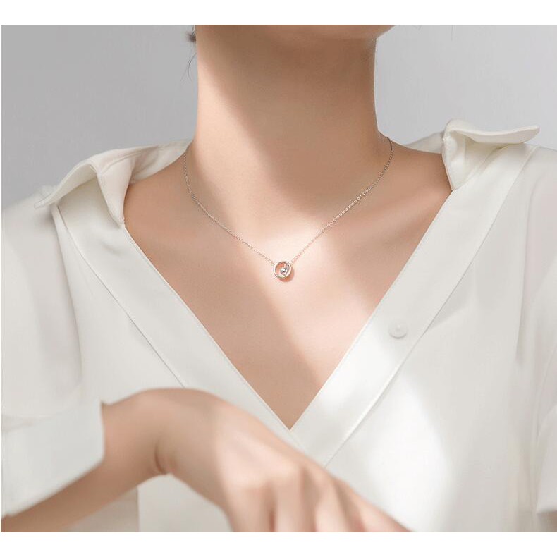 Dây chuyền bạc Ý s925 hình chữ Y thả bóng bi dài D5796 - AROCH Jewelry