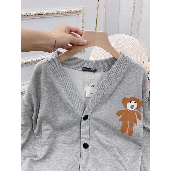 Áo khoác cadigan kèm gấu cute phối bo viền len | BigBuy360 - bigbuy360.vn