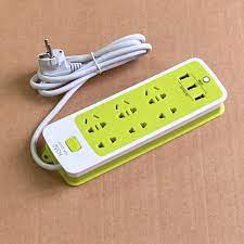 Ổ điện đa năng 6 lổ &amp; 3 cổng sạc usb - Ỗ cắm điện xanh lá có cổng USB tiện dụng cho gia đình
