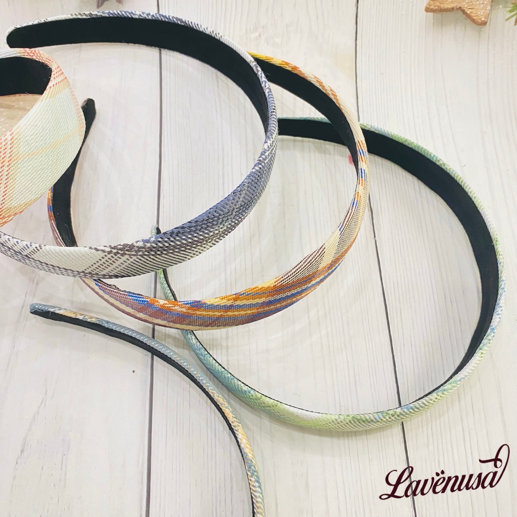 Băng đô bờm cài tóc vải caro nhiều màu cao cấp nhẹ nhàng LAVENUSA CT10