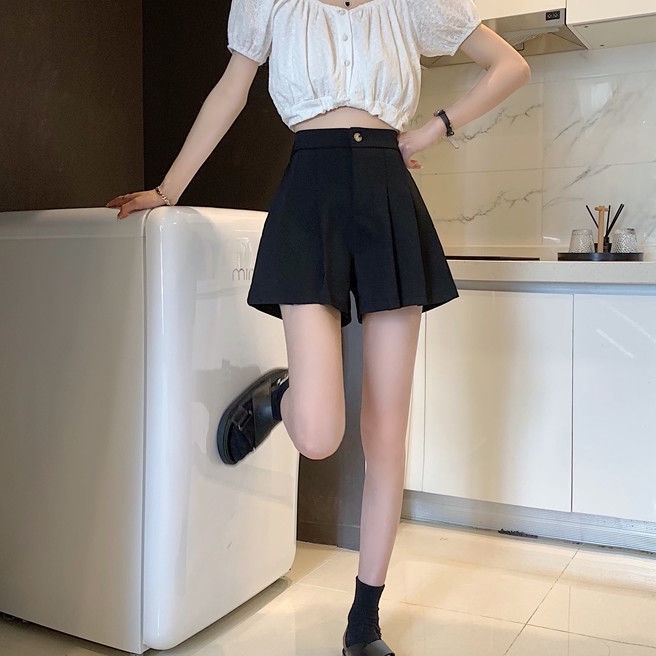 Quần ngắn ống rộng Xếp Ly Lưng Cao Phong Cách Hàn Quốc Cho quần đùi Nữ NZ-DK-01