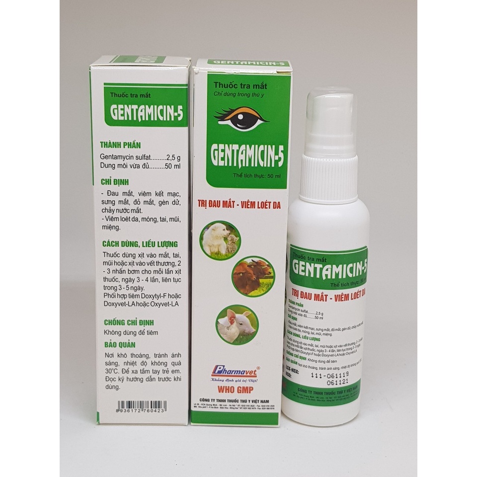 GENTAMICIN 5 - DUNG DỊCH NHỎ MẮT, ĐAU MẮT, VIÊM LOÉT DA, TAI, MŨI, MIỆNG