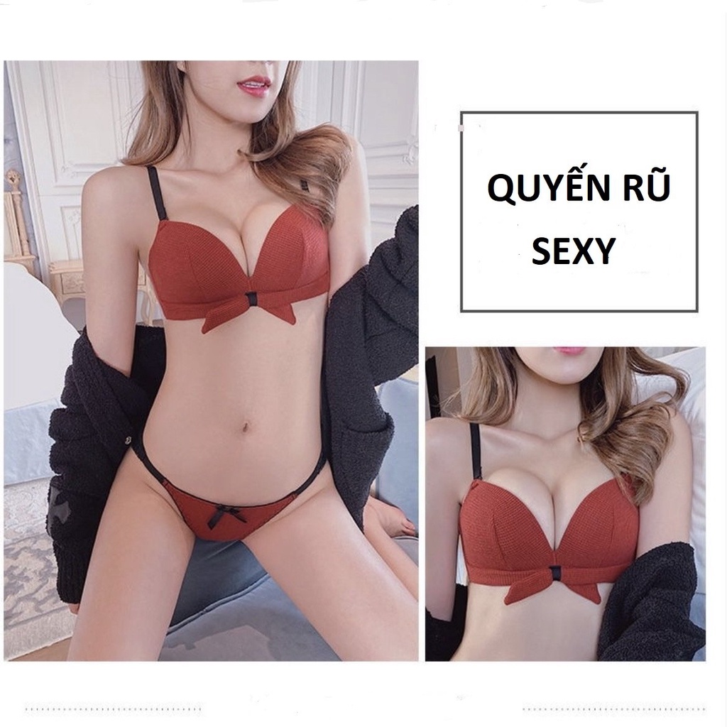 Set bộ đồ lót nữ không gọng CharmAiry áo ngực mút mỏng nâng ngực gợi cảm nơ chân | BigBuy360 - bigbuy360.vn