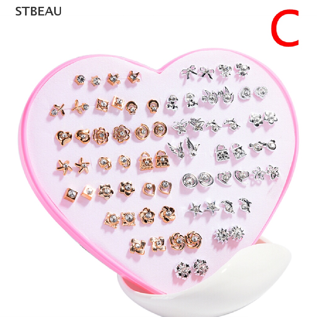 Set 36 Đôi Khuyên Tai Hình Hoa Đính Đá Thời Trang Cho Nữ