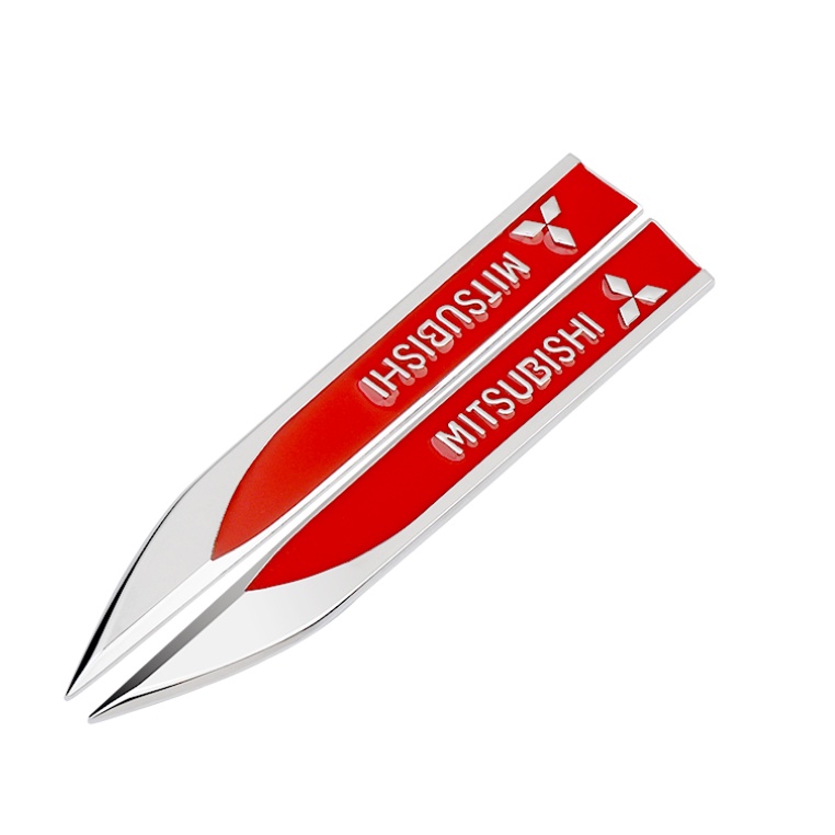 FENDER 2 Miếng Dán Trang Trí Tấm Chắn Bùn 3D Bằng Kim Loại Cho Mitsubishi Attrage Mirage Triton Xpander Pajero Lancer ASX