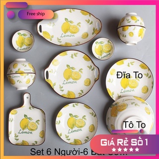 Bát Sứ Set Bát Đĩa Decor Bộ Chén Dĩa Sứ Chanh Dễ Thương Bát Ăn Cơm Đẹp V39
