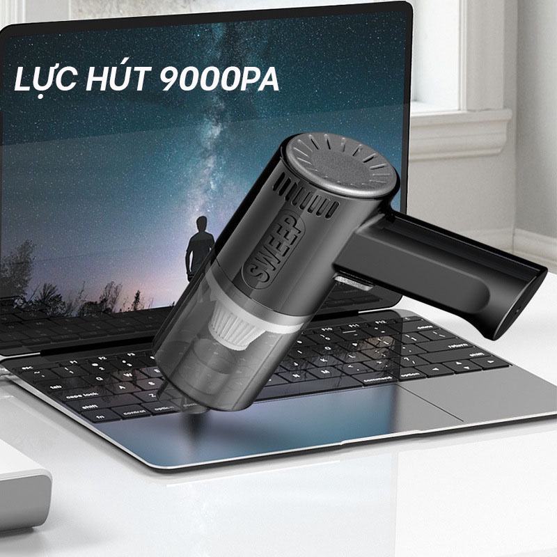 Máy Hút Bụi Cầm Tay Không Dây, Có Đèn Cao Cấp, Lực Hút Lớn 9000PA, Êm Ái Mạnh Mẽ, Sử Dụng Trong Nhà, Ngoài Trời, Ô Tô