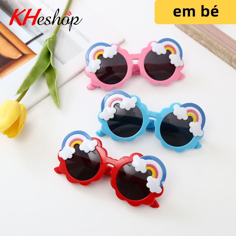 Kính râm cho bé mẫu mới 2021, kính cầu vồng chống tia UV400 màu xanh da trời mã Y1586