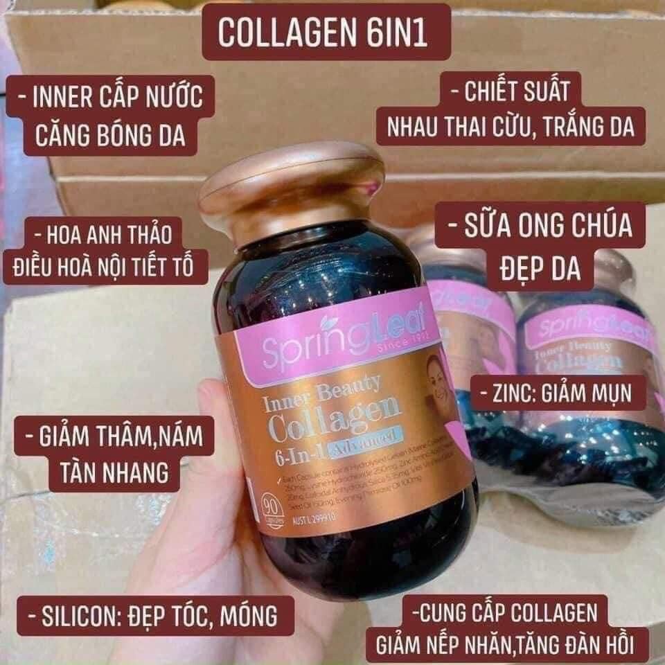 Viên collagen SpringLeaf Inner Beauty collagen 6-in-1 Advanced, Úc  chống lão hóa, đẹp da cho người từ 18 tuổi