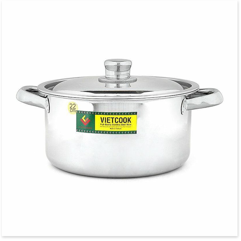 Nồi inox Vietcook nắp inox 1 đáy- size 22cm