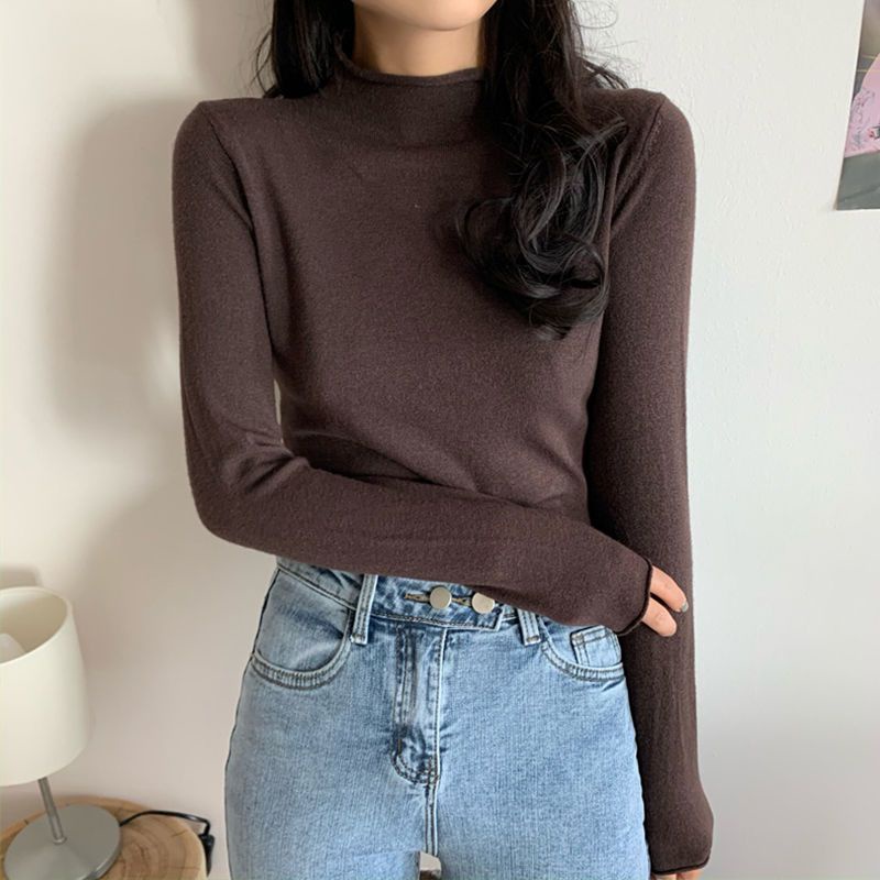 Áo Sweater Dệt Kim Cổ Cao Dáng Ôm Hàng Quảng Châu Loại 1 Thời Trang Thu Đông Cho Nữ Áo Giữ Nhiệt Nhiều Màu Sắc
