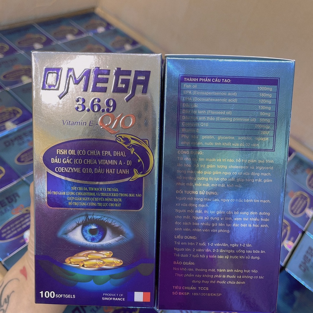 Viên uống bổ mắt, Omega 369, Dầu cá omega 369 Q10 hộp 100v