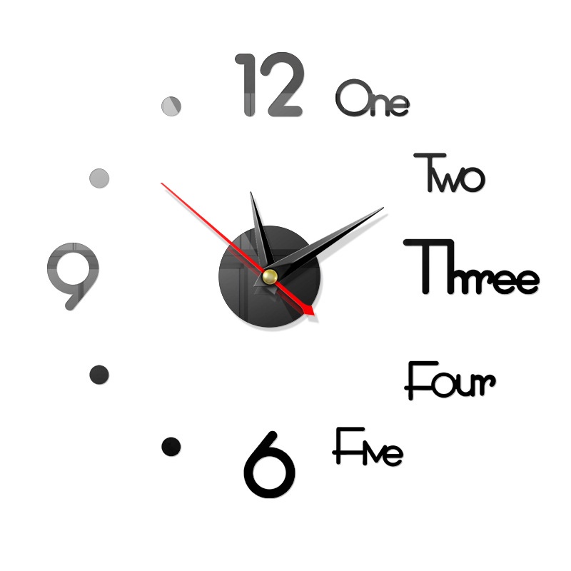 Đồng Hồ Treo Tường Mặt Gương 3D Phong Cách Châu Âu Sáng Tạo Trang Trí Nội Thất Diy