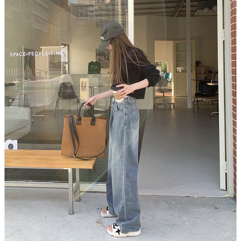 COZOK Quần Jeans Lưng Cao Phong Cách Hàn Quốc Thời Trang Cho Nữ